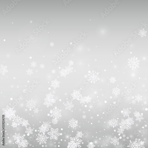 Winter Snowfall Vector Silver Background. New