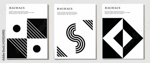set of abstract background, geometric shape pattern. modern design, circle, line in the style of minimalism. for print. banner, web, business ideas. vector art illustration. style bauhaus