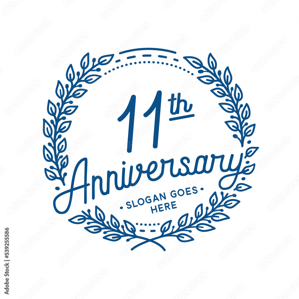 11 years anniversary design template. 11th anniversary celebration hand drawn logotype. Vector illustration. 11 years anniversary design template. 11th anniversary celebration hand drawn logotype. Vector illustration.