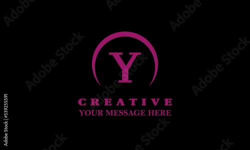 Minimal vintage linear frame, border, label, icon for your letter Y monogram or logo