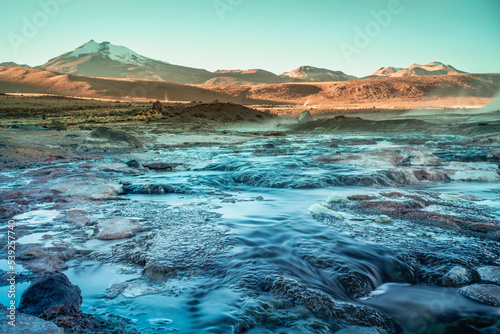 Geyser El Tatio in Atacama Desert, andes altiplano of Northern Chile