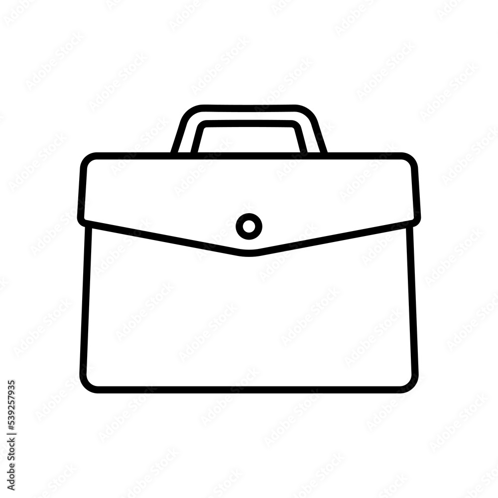 Briefcase icon. Black contour linear silhouette. Front side view. Editable strokes. Vector simple flat graphic illustration. Isolate. Briefcase icon. Black contour linear silhouette. Front side view. Editable strokes. Vector simple flat graphic illustration. Isolate.