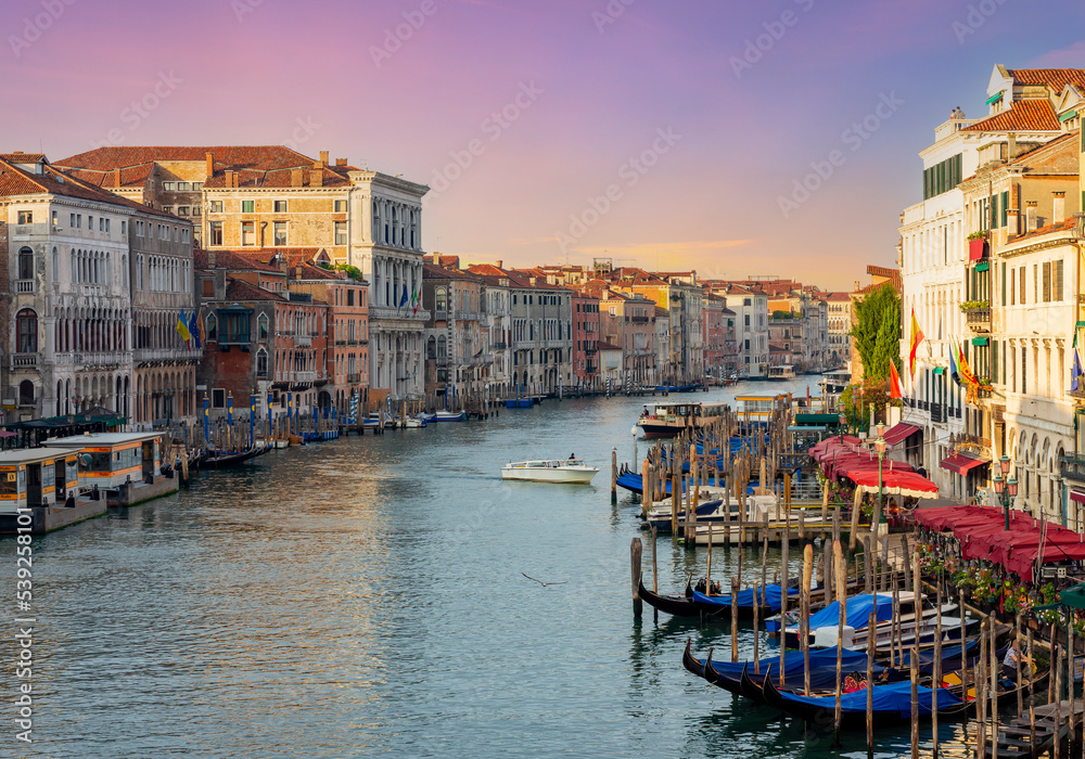 Grand canal seen from Rialto bridge in Venice, Italy