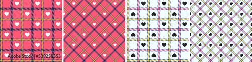 Gingham set pattern plaid with hearts.