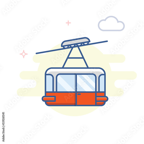 Cable car outline vector illustration. Gondola lift line icon.