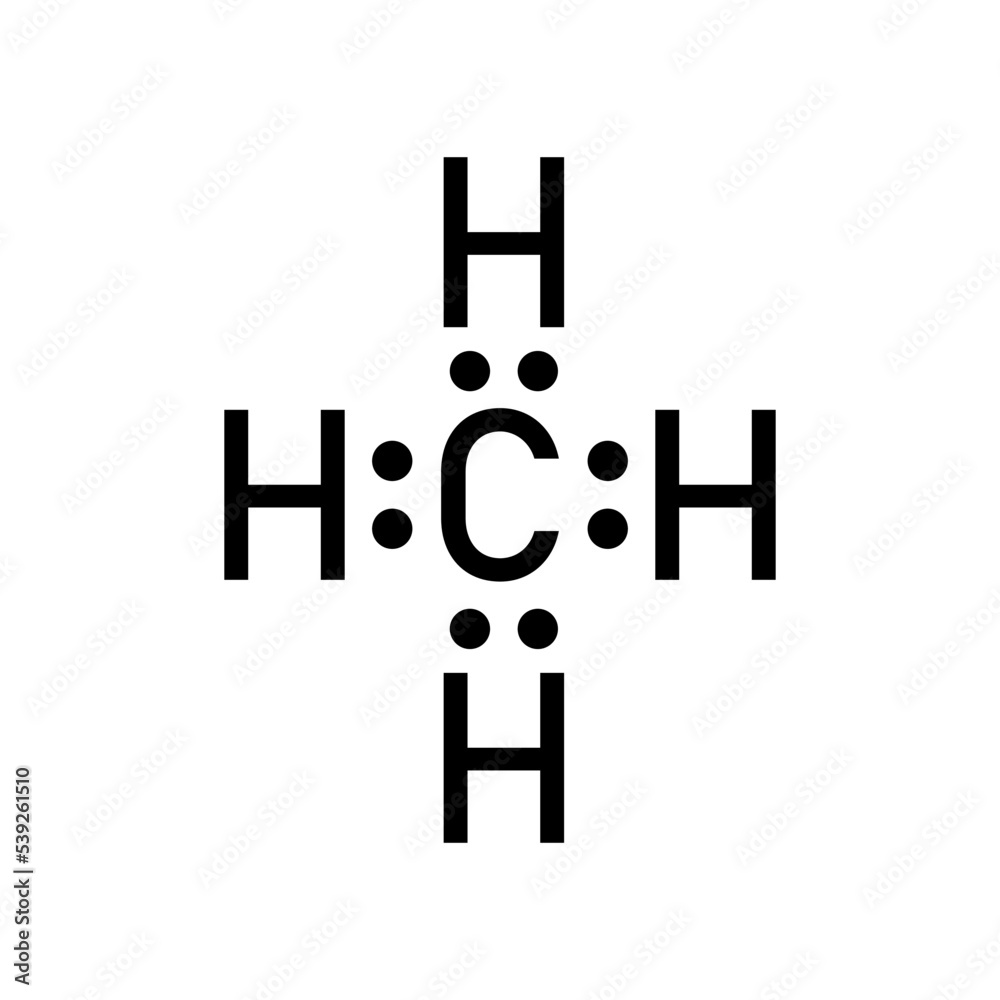 lewis structure of methane (CH4). Scientific vector illustration ...