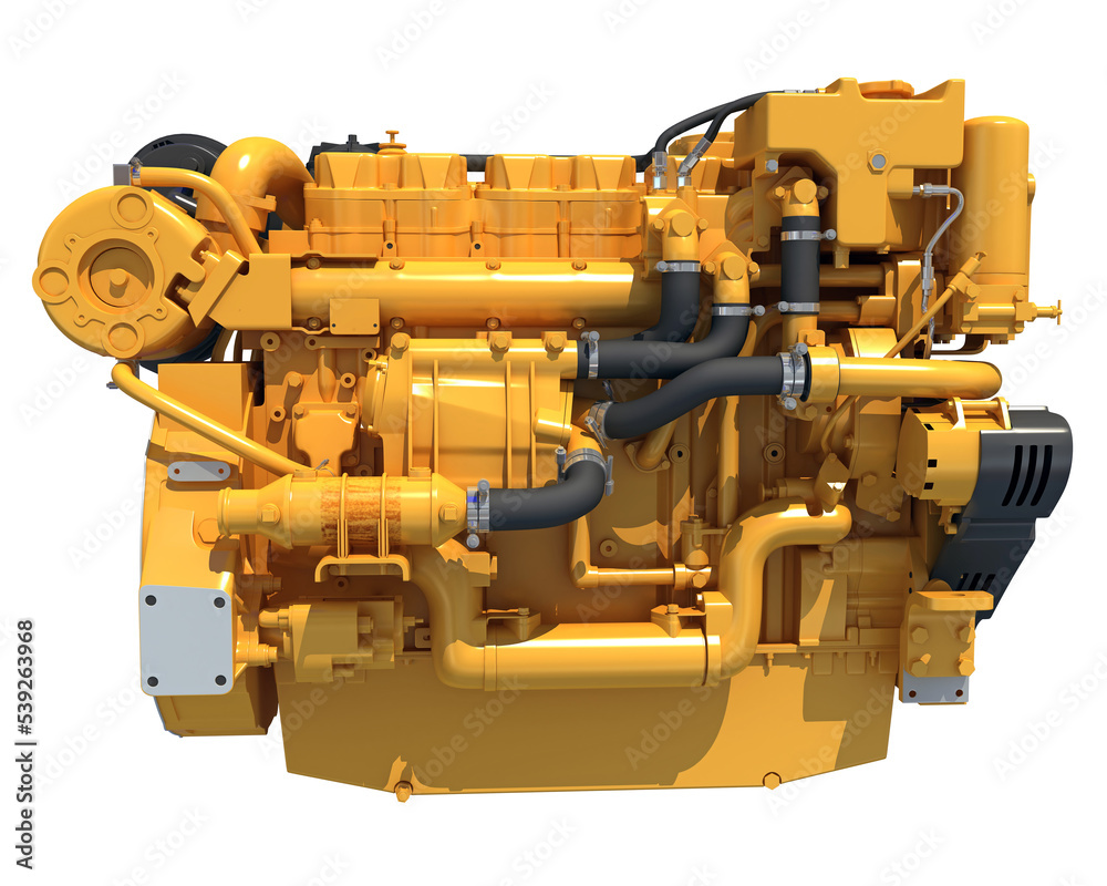 Marine Propulsion Engine for ships and boats 3D rendering on white ...
