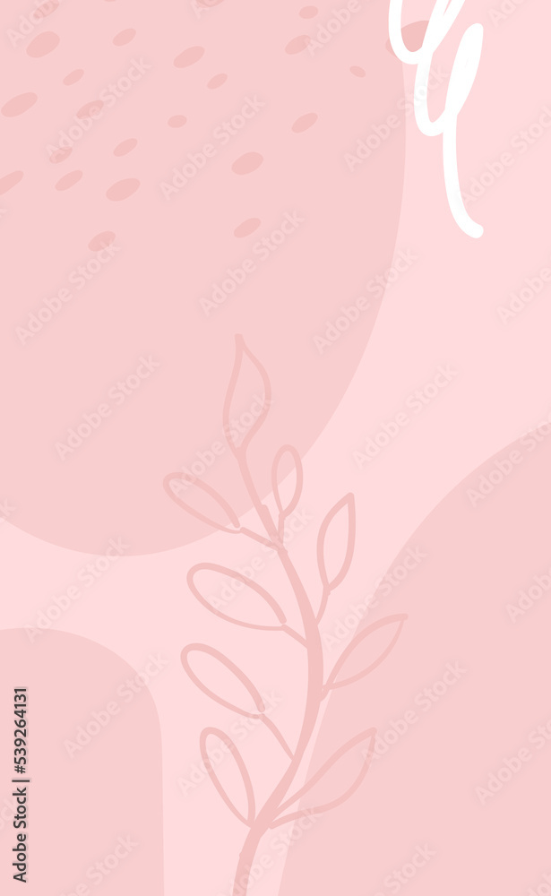Organic abstract background. Foliage and plant elements in trendy minimal design. Soft pink. Organic abstract background. Foliage and plant elements in trendy minimal design. Soft pink.