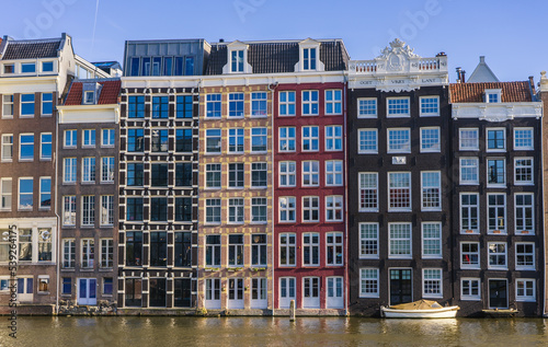 Canal front  and buildings in Amsterdam