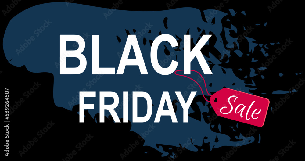 Black friday promotional emblem. Sale and discounts in store, high quality product. Advertising logo for clothing store. Attracting buyers and design element for advertisement, sale poster, banner