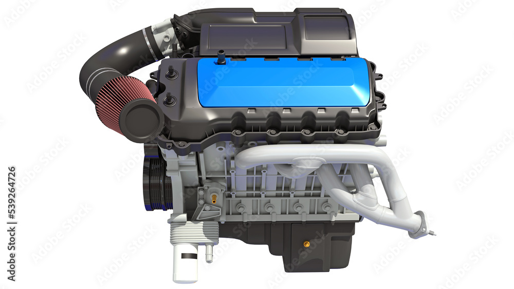 V8 Car Engine 3D rendering on white background V8 Car Engine 3D rendering on white background