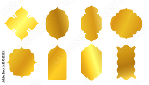 Vector collection of golden oriental style Islamic shape. Ramadan and eid mubarak vector element