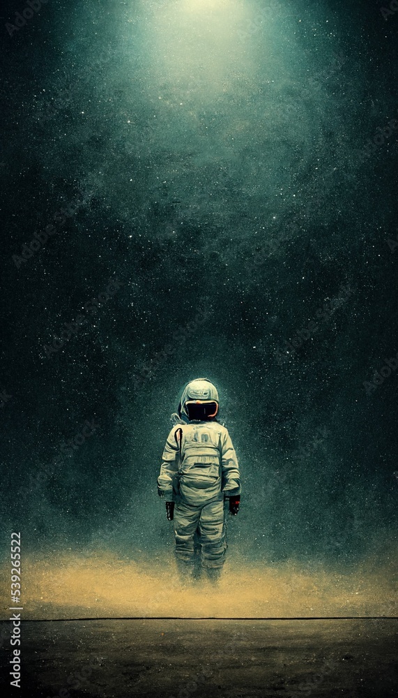 Fototapeta premium Astronaut on the new planet, exploring deep space