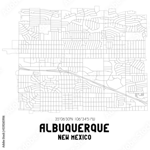 Albuquerque New Mexico. US street map with black and white lines. photo