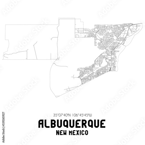 Albuquerque New Mexico. US street map with black and white lines. photo