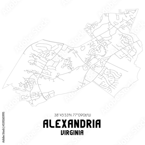 Alexandria Virginia. US street map with black and white lines. photo