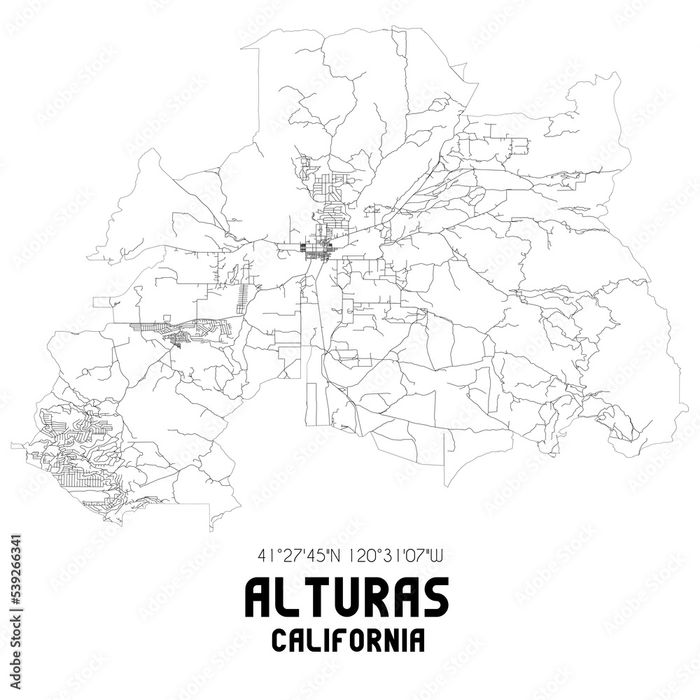 Alturas California. US street map with black and white lines. Alturas California. US street map with black and white lines.