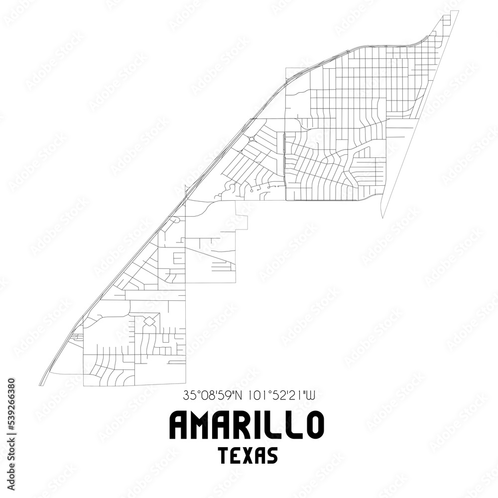 Amarillo Texas. US street map with black and white lines. Stock ...