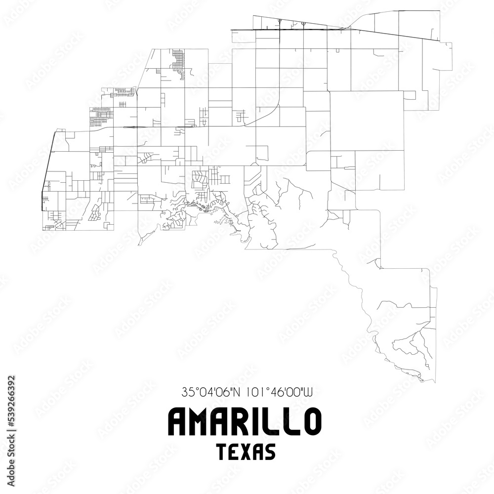 Amarillo Texas. US street map with black and white lines. Amarillo Texas. US street map with black and white lines.