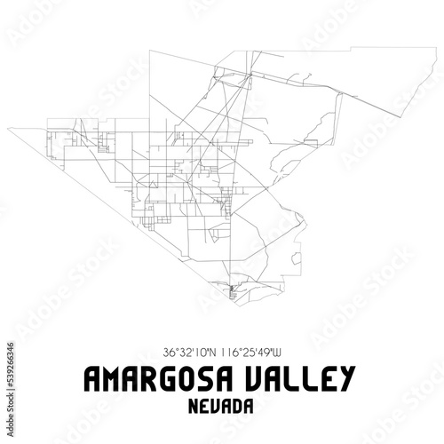 Amargosa Valley Nevada. US street map with black and white lines.