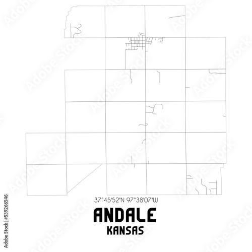Andale Kansas. US street map with black and white lines.