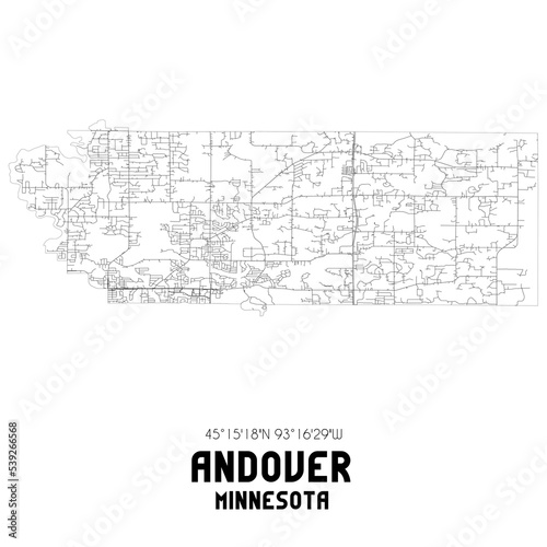 Andover Minnesota. US street map with black and white lines.