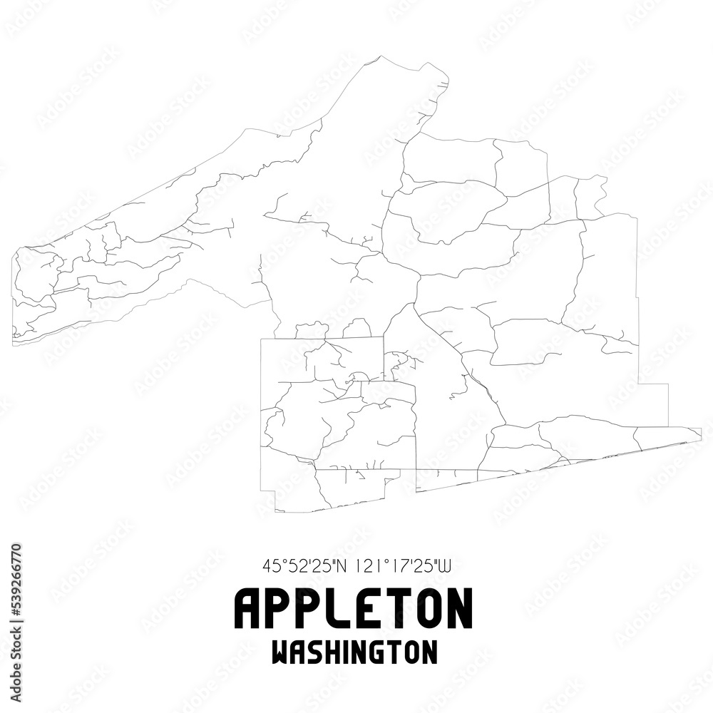 Appleton Washington. US street map with black and white lines. Appleton Washington. US street map with black and white lines.