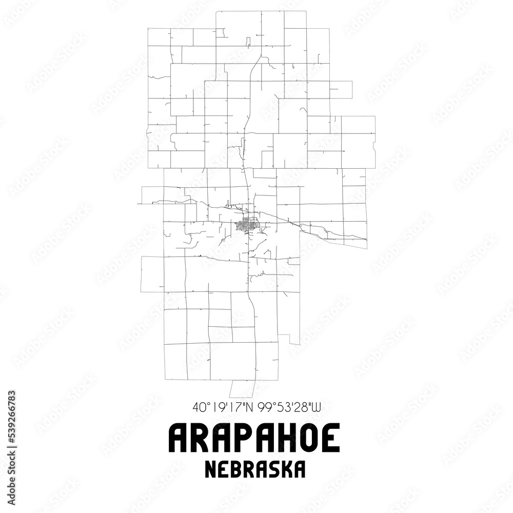 Arapahoe Nebraska. US street map with black and white lines. Arapahoe Nebraska. US street map with black and white lines.