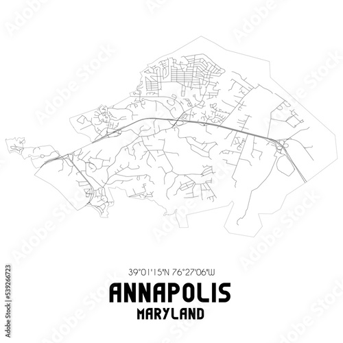 Obraz na płótnie Annapolis Maryland. US street map with black and white lines. w salonie