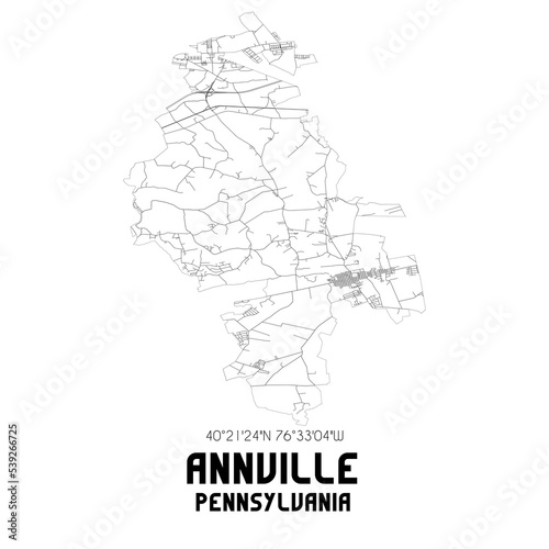 Annville Pennsylvania. US street map with black and white lines. photo