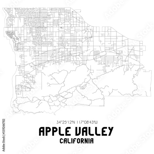 Apple Valley California. US street map with black and white lines. photo