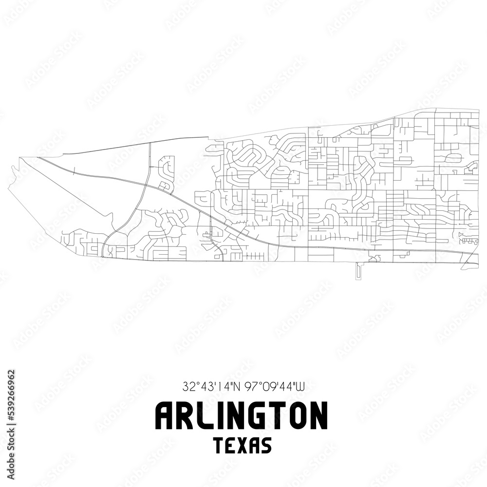 Arlington Texas. US street map with black and white lines. Stock ...