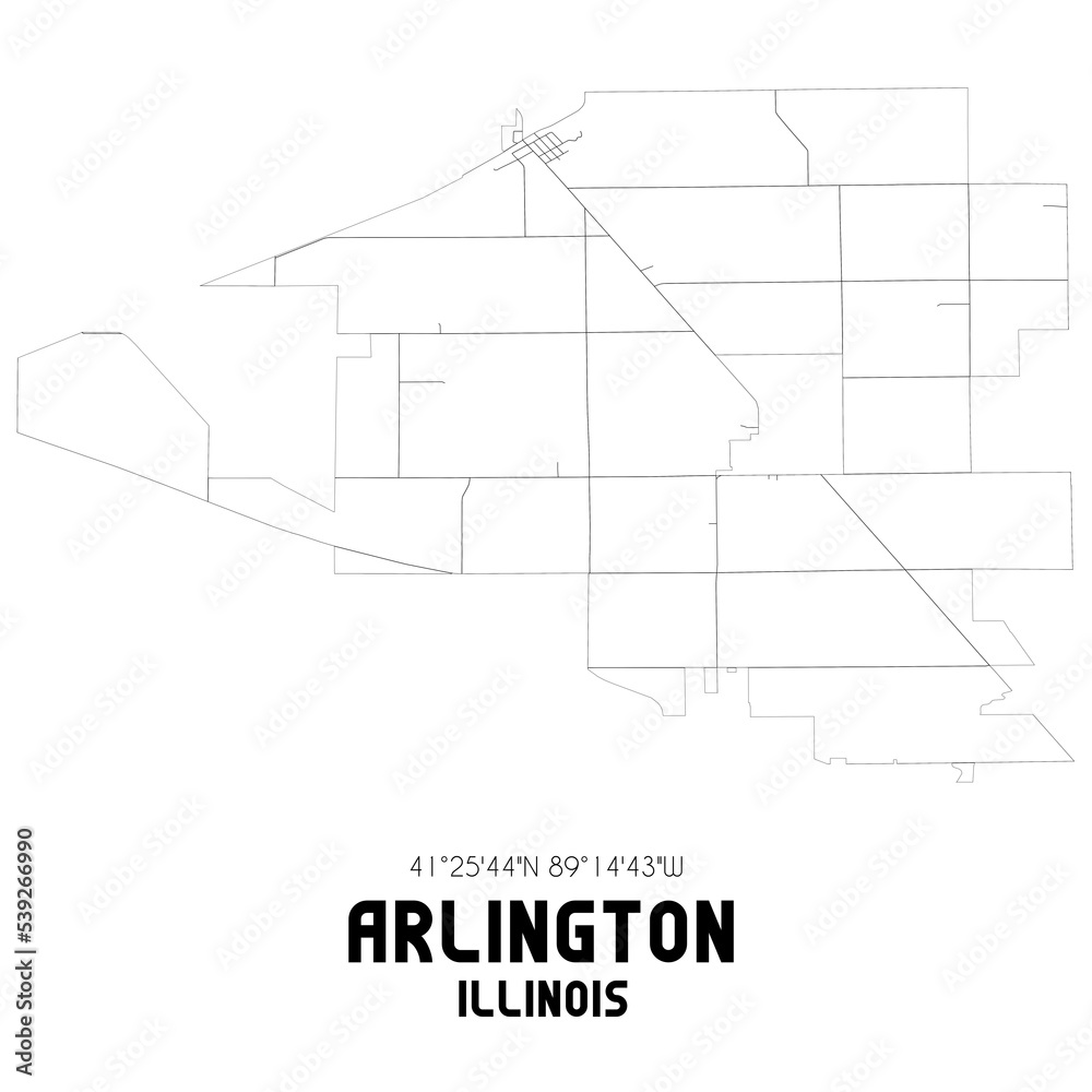 Arlington Illinois. US street map with black and white lines. Arlington Illinois. US street map with black and white lines.