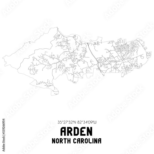 Arden North Carolina. US street map with black and white lines. photo