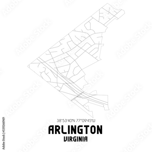 Arlington Virginia. US street map with black and white lines. © Rezona
