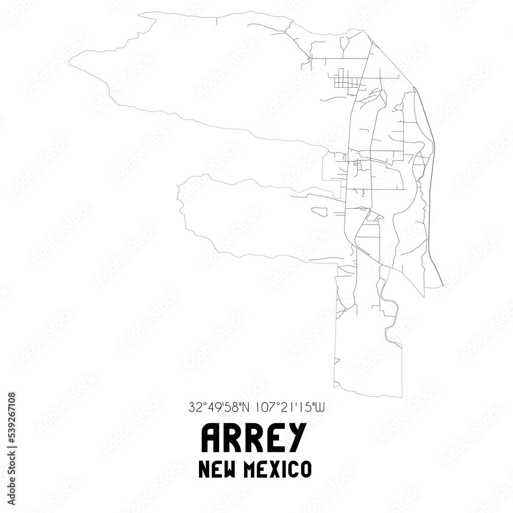 Arrey New Mexico. US street map with black and white lines. Arrey New Mexico. US street map with black and white lines.