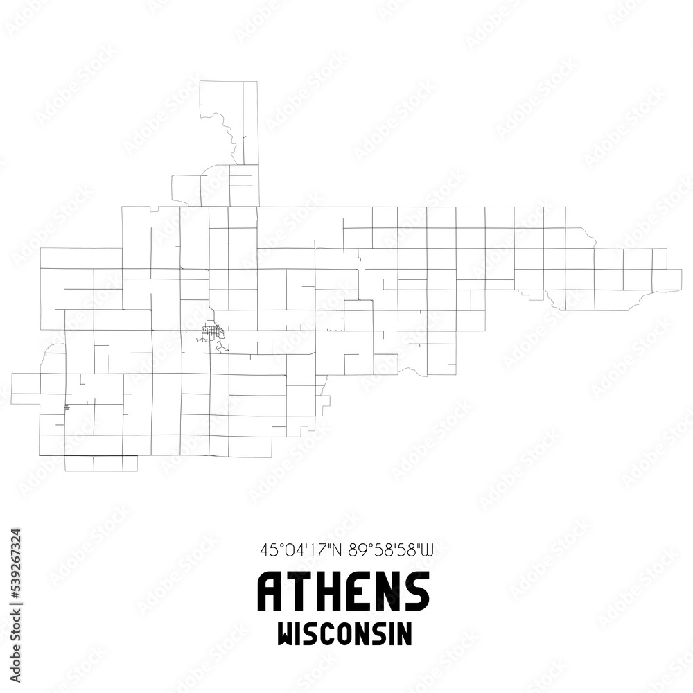 Athens Wisconsin. US street map with black and white lines. Athens Wisconsin. US street map with black and white lines.