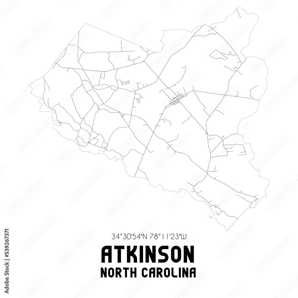 Atkinson North Carolina. US street map with black and white lines. Atkinson North Carolina. US street map with black and white lines.