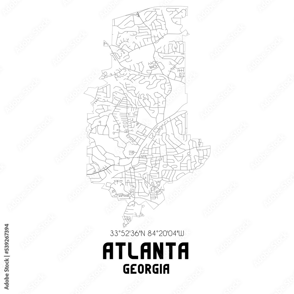 Atlanta Georgia. US street map with black and white lines. Atlanta Georgia. US street map with black and white lines.