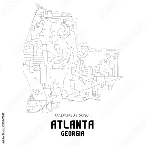 Atlanta Georgia. US street map with black and white lines.