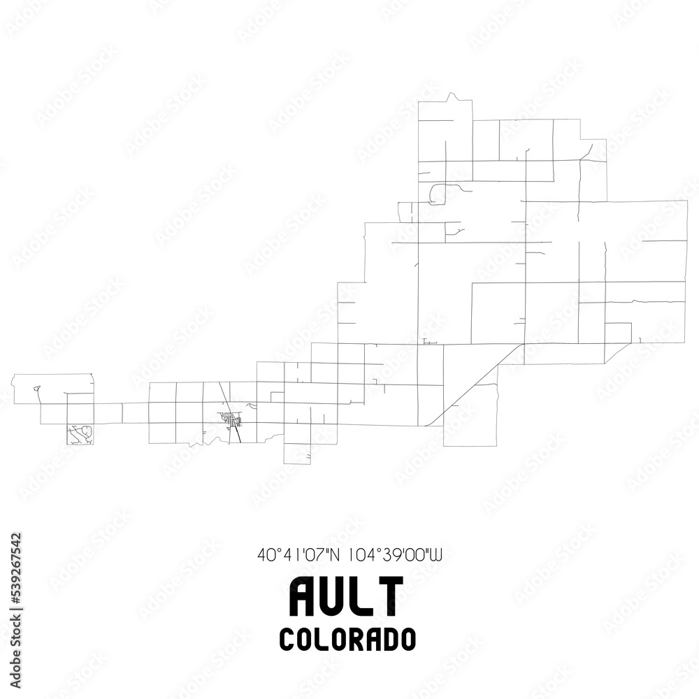 Ault Colorado. US street map with black and white lines. Ault Colorado. US street map with black and white lines.