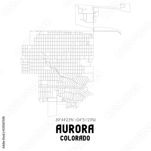 Aurora Colorado. US street map with black and white lines. photo