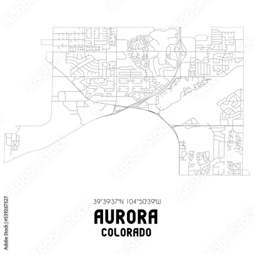 Aurora Colorado. US street map with black and white lines. photo