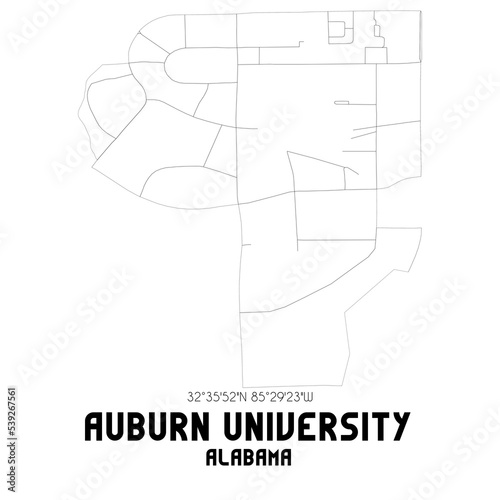 Obraz na płótnie Auburn University Alabama. US street map with black and white lines. w salonie