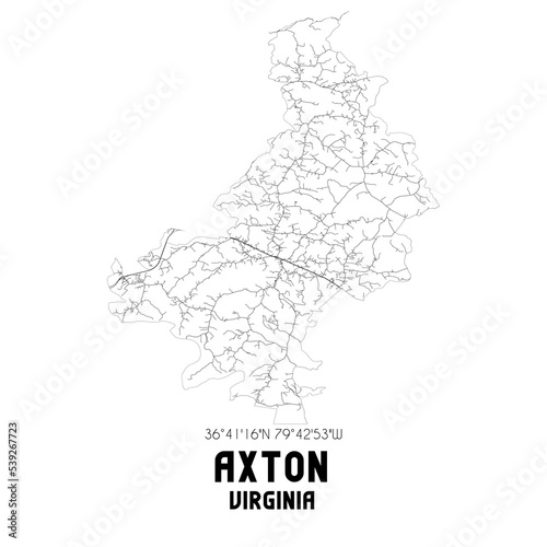 Axton Virginia. US street map with black and white lines.