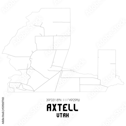 Axtell Utah. US street map with black and white lines. photo