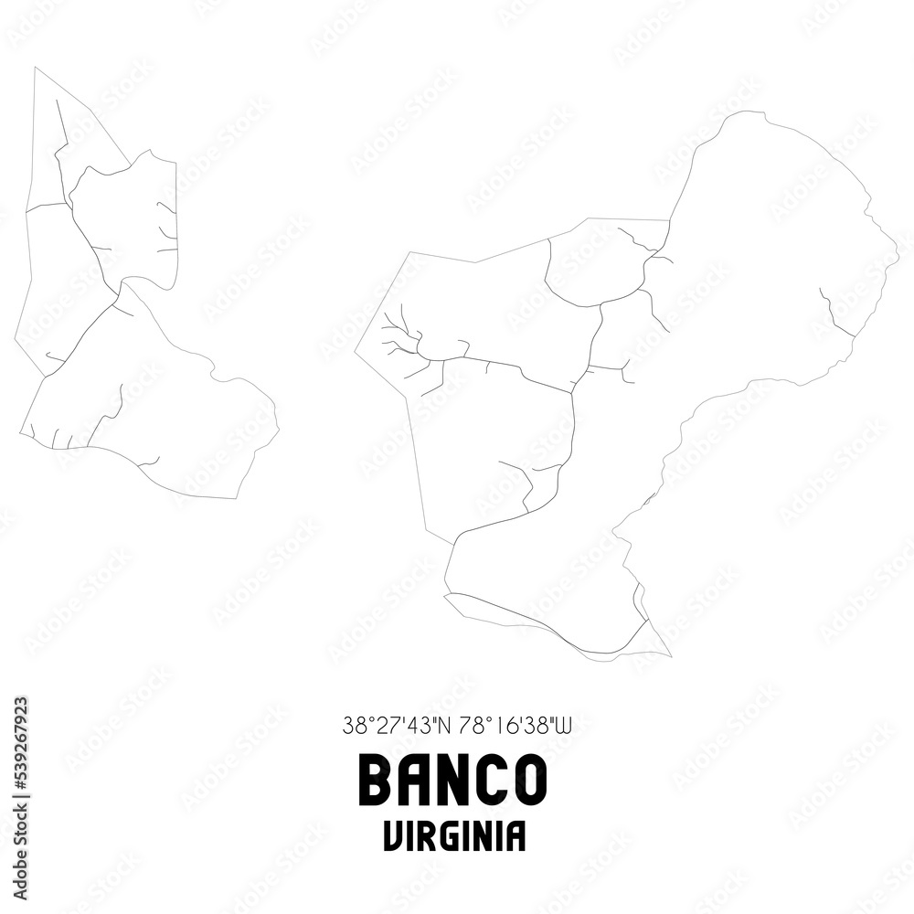 Banco Virginia. US street map with black and white lines.