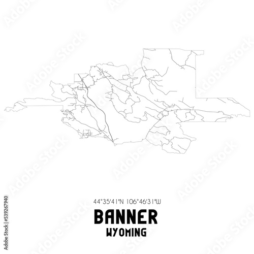 Banner Wyoming. US street map with black and white lines. photo