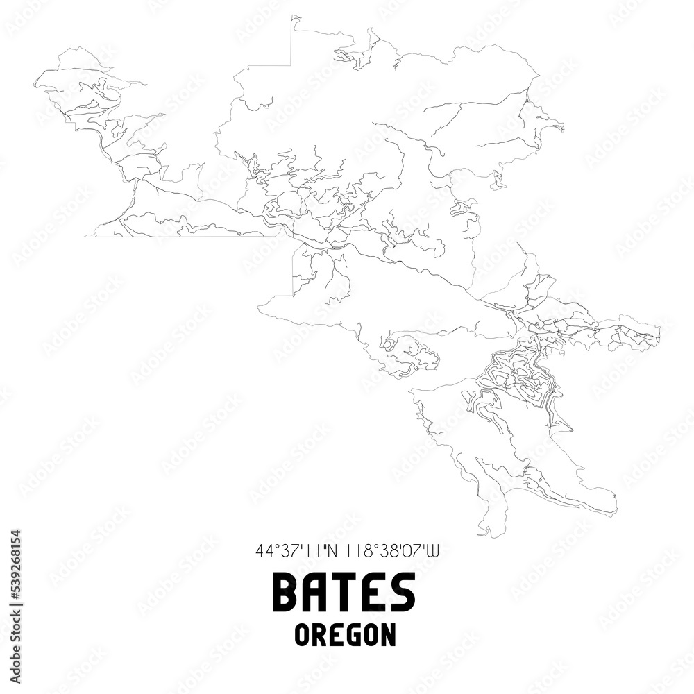 Bates Oregon. US street map with black and white lines. Bates Oregon. US street map with black and white lines.