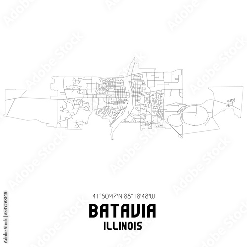 Batavia Illinois. US street map with black and white lines.